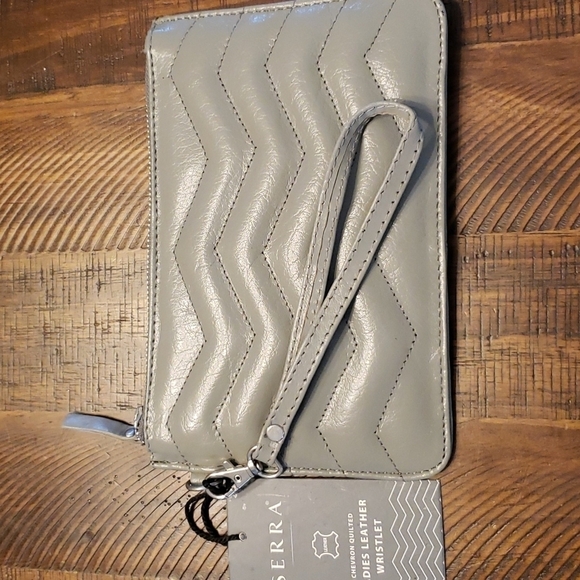 Handbags - Serra gray leather quilted wristlet